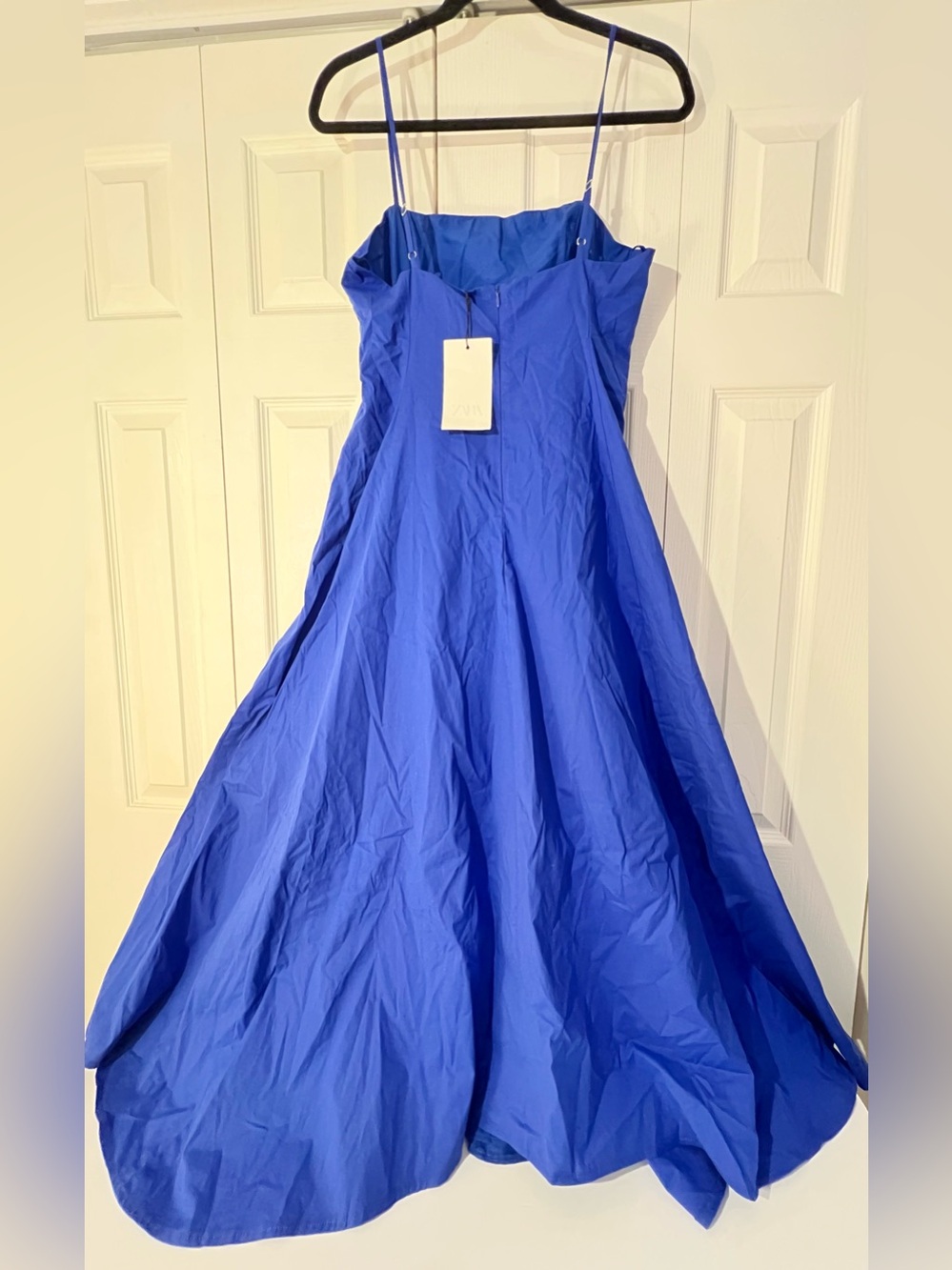 ZARA blue poplin midi dress with adjustable straps, fit & flare.  L NWT - Picture 11 of 14